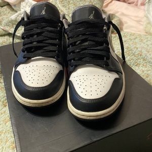 Jordan one low black white gray men or boys tennis shoes